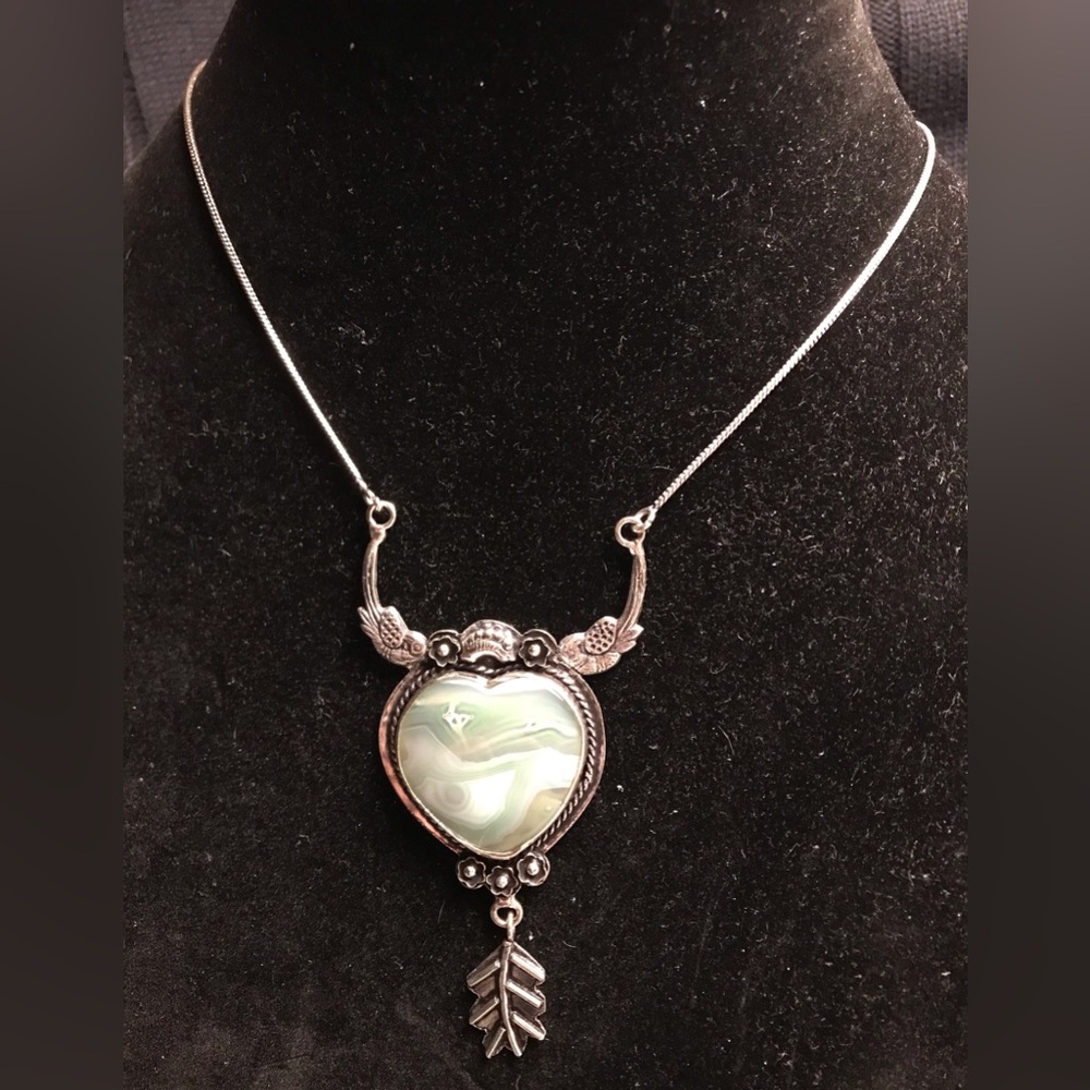 Hemimorphite Stamped 925 Sterling Silver Necklace